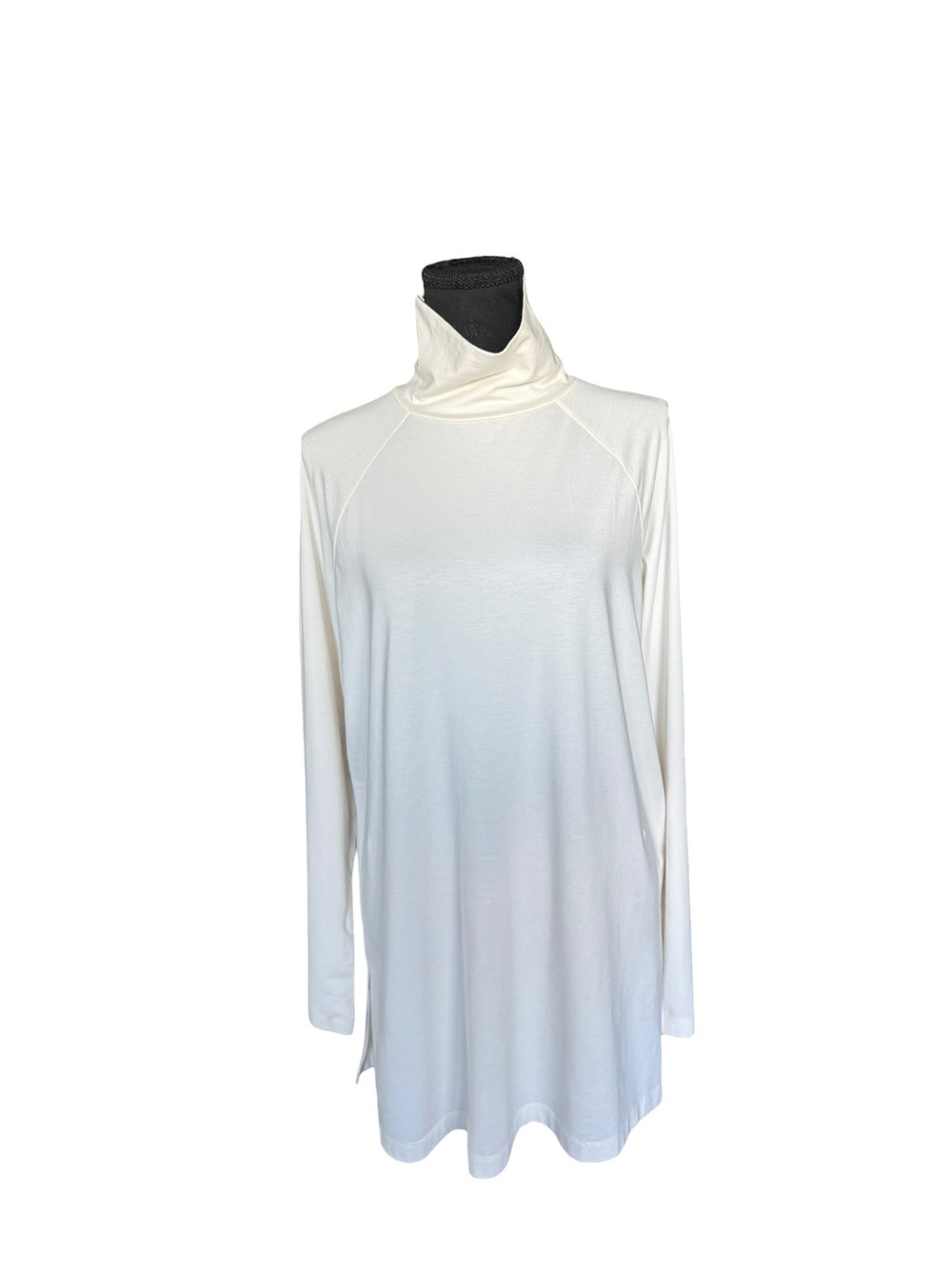 J.Jill Luxe Supima Everyday Turtleneck Tunic Top Ivory Cream Medium Tall W78